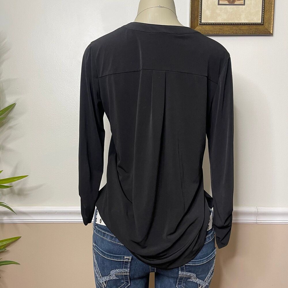Michael Kors Women’s V-Neck Gold Hardware Half Zip Blouse Top - Picture 9 of 9